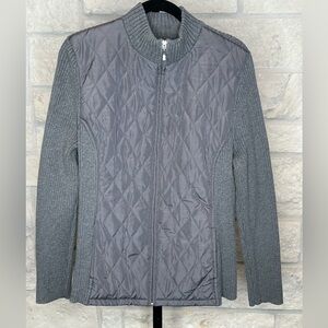 Croft & Barrow Quilted Knit Jacket XL Grey Front Zip Front Pockets